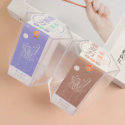 Hexagonal Acrylic Pen Cup secondary image